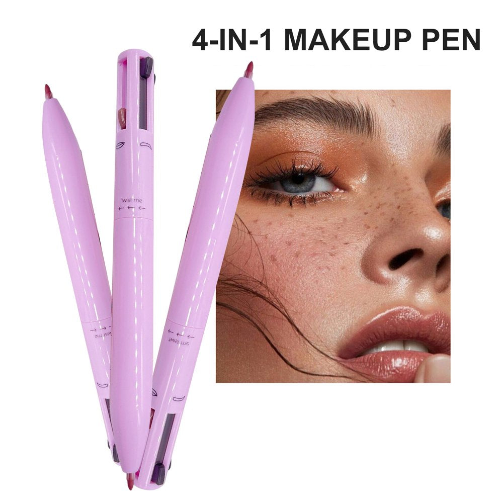 4 in 1 Eyebrow Eyeliner Highlighter Pencil Lip Gloss Waterproof Mild Texture Non-Irritating Makeup Pen Beauty Tools